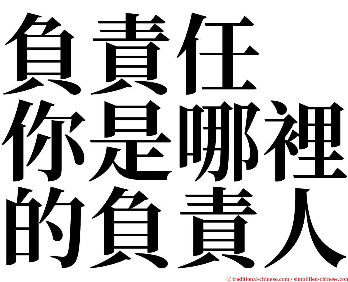 負責任　你是哪裡的負責人 serif font
